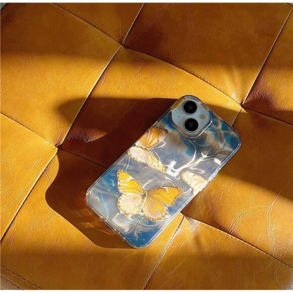 iPhone 14 Pro Max Butterfly Glitter Case – Gold Water Ripple Sparkle - Picture 5 of 8